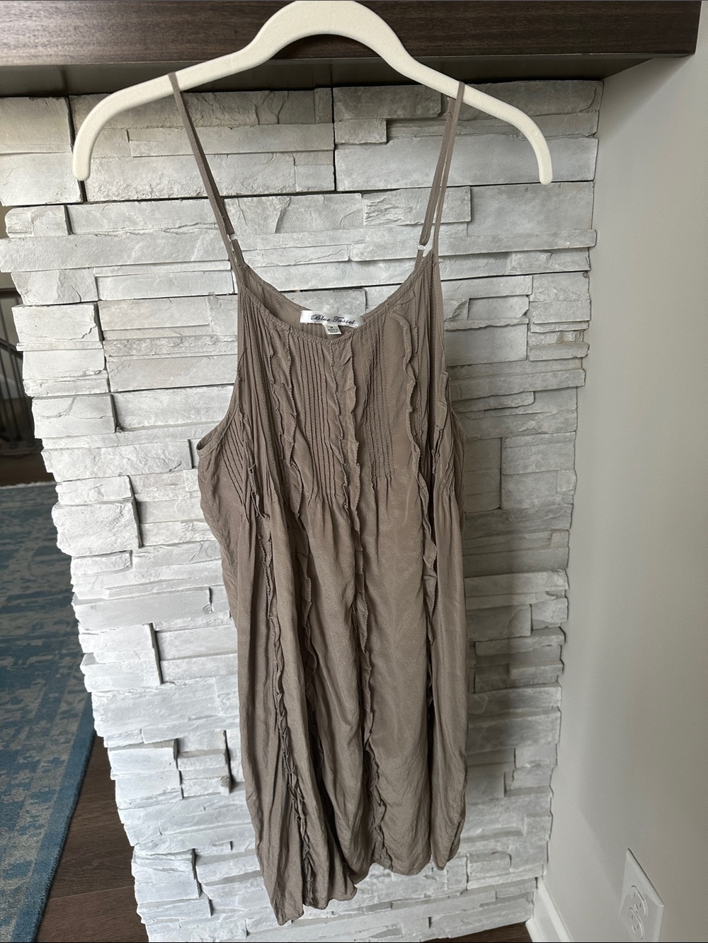 Khaki Silk Midi Slip Dress